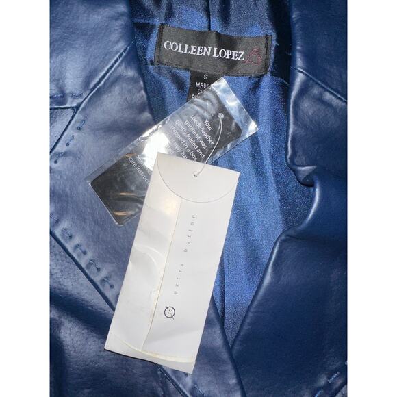 Colleen Lopez 100% Genuine Leather Jacket Coat Polyester Lined Tie Waist Size S - Picture 6 of 7